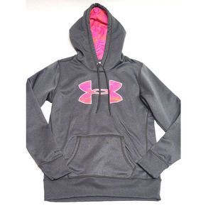 Under Armour grey pink logo hoodie pullover women's small